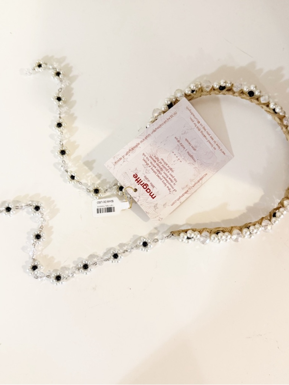 Free People x Curried Myrrh Magritte Pearl Maisie Dangle Beaded Headband NEW - Picture 8 of 8